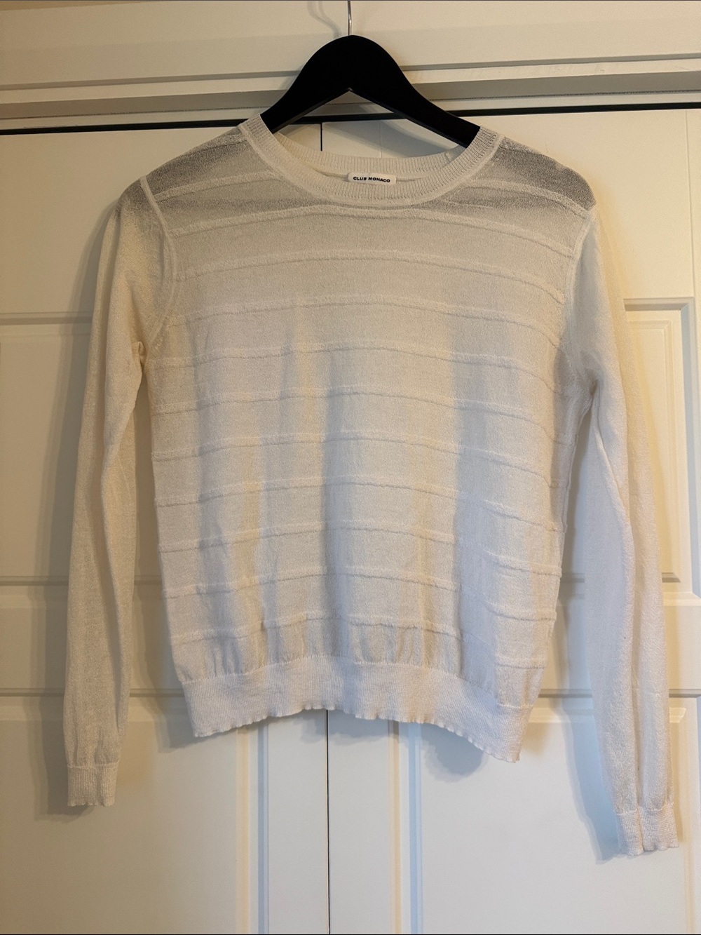 Club Monaco Cream Lightweight Crewneck Sweater
